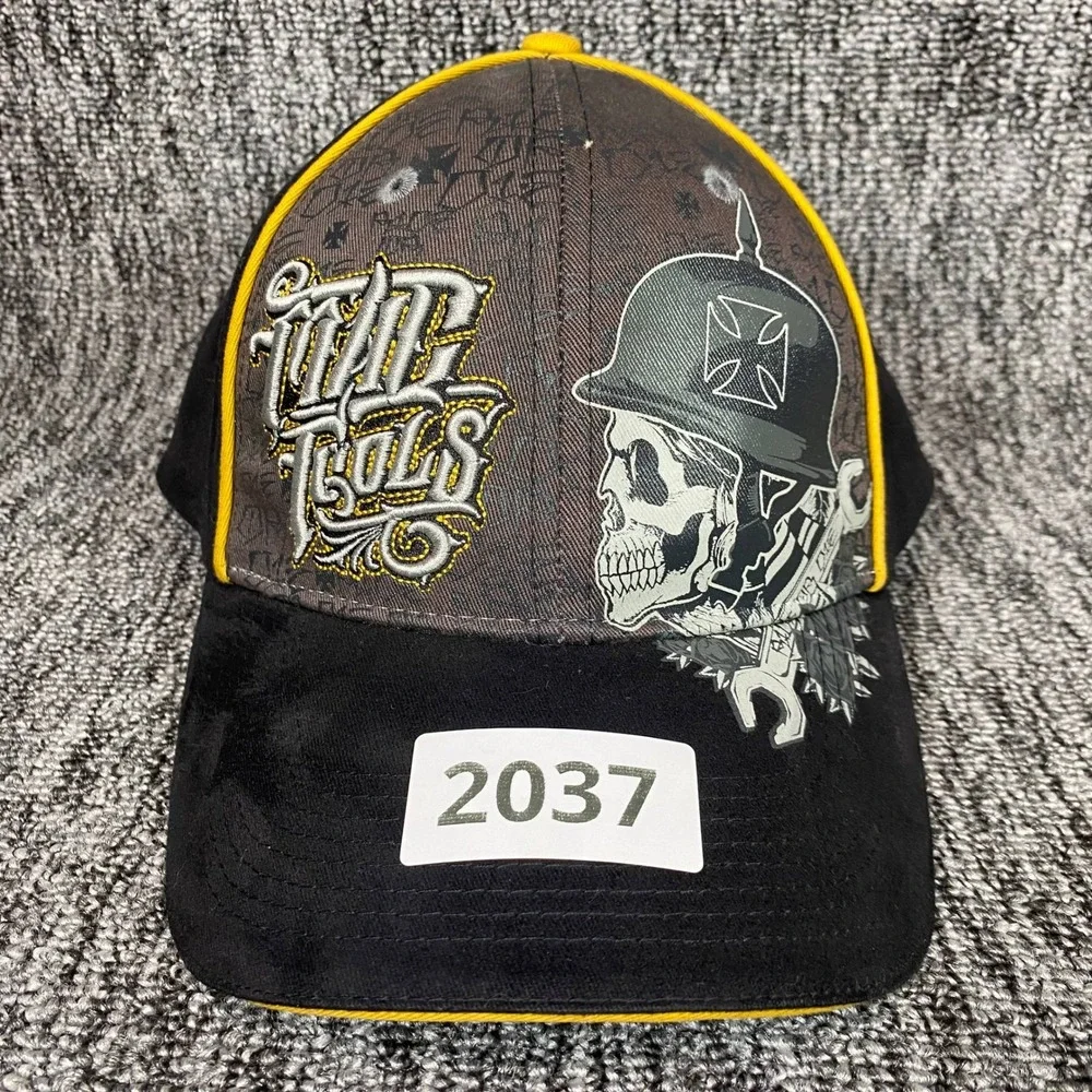 VTG Mac Tools Skull Helmet Wrench Graphic Flex Fit Hat Size M L Black Cap